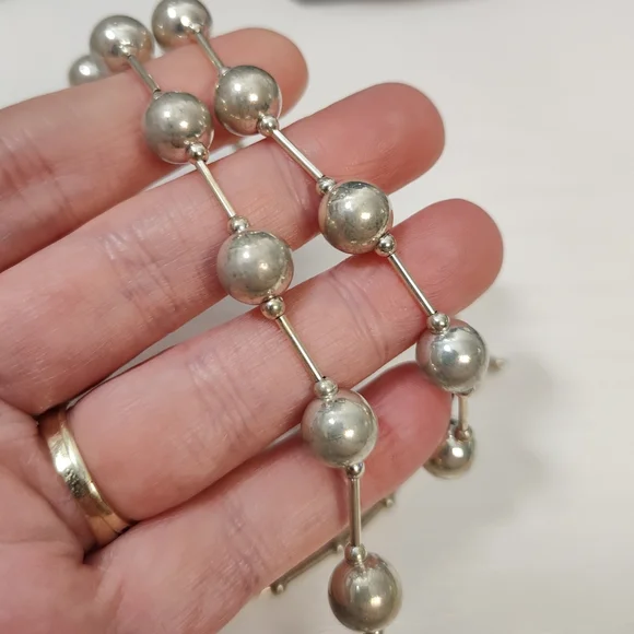 Vintage Southwestern Sterling Silver Long Strand Pearl Seed Liquid Bead Necklace - Picture 8 of 13